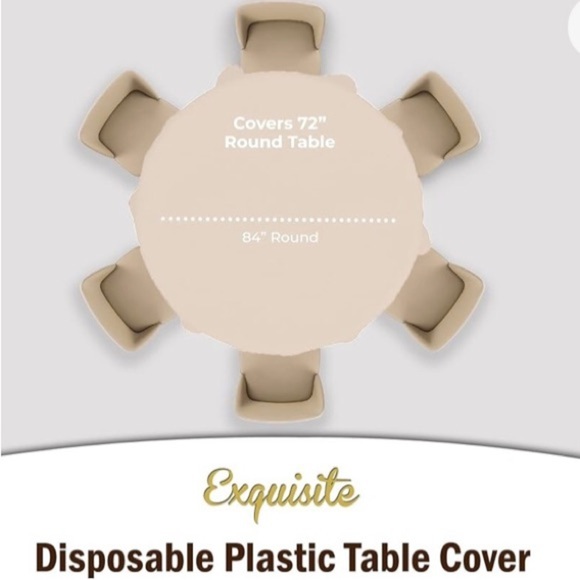 12-Pack Premium Plastic disposable Tablecloth 84in. Round Table Cover Ivory-NWT - Picture 3 of 8